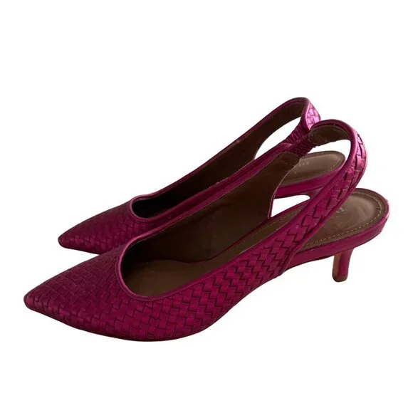 NEW Donald Pliner Olympia Sling Back Kitten Heel Pumps in Fuchsia Sz. 6 - Picture 5 of 11